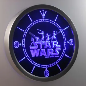 Star Wars The Clone Wars Silhouettes LED Neon Wall Clock