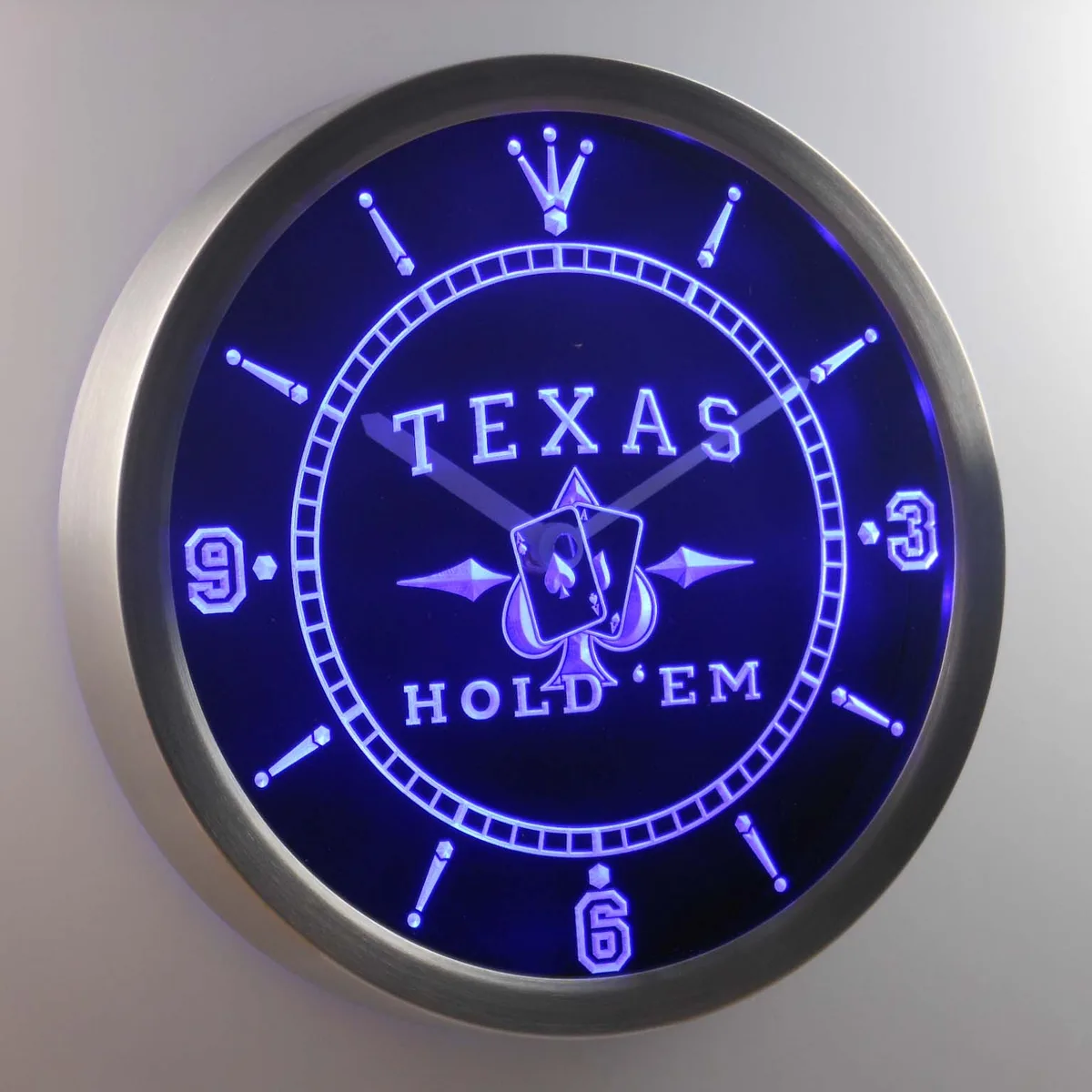 Texas Hold'em LED Neon Wall Clock