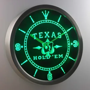 Texas Hold'em LED Neon Wall Clock
