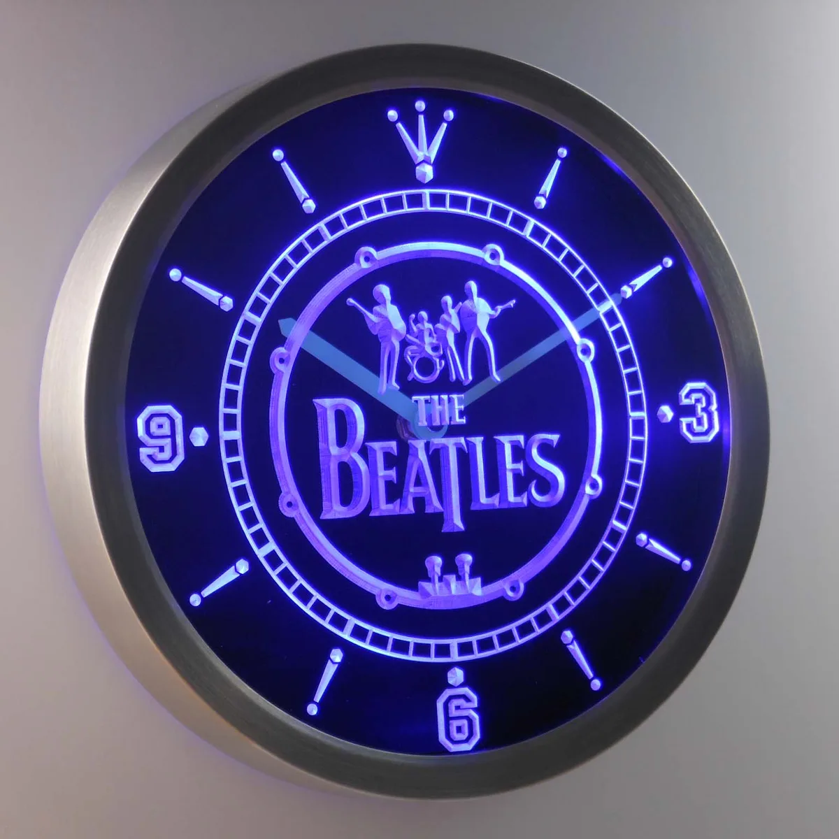The Beatles Logo in Bass Drum LED Neon Wall Clock