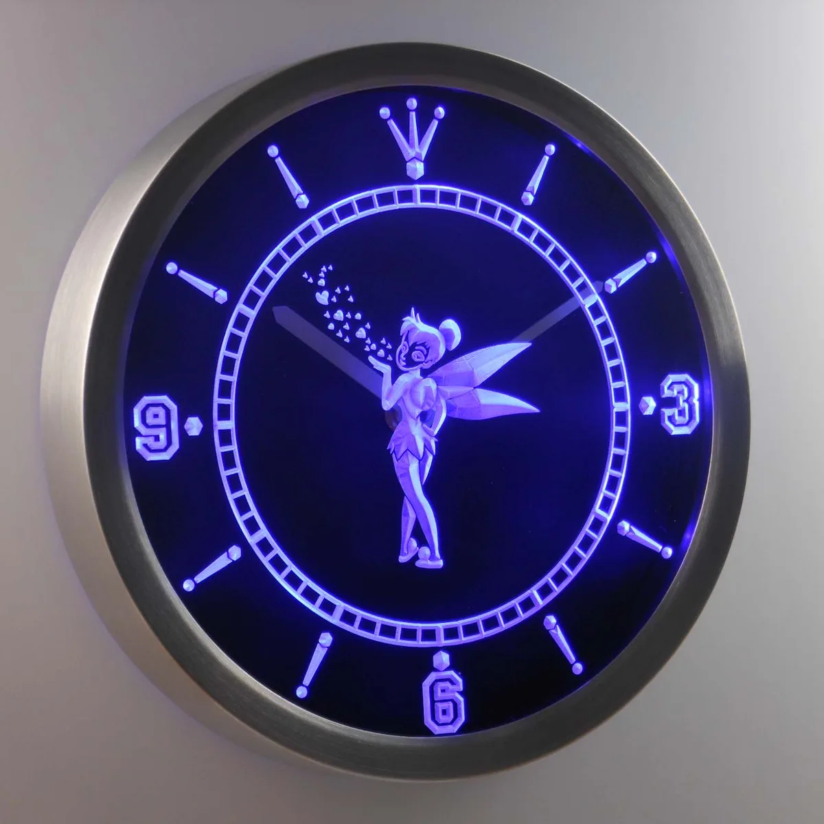 Tinkerbell Hearts LED Neon Wall Clock
