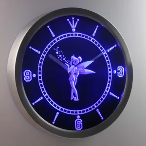 Tinkerbell   Hearts LED Neon Wall Clock