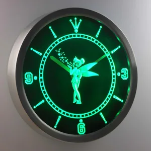 Tinkerbell   Hearts LED Neon Wall Clock