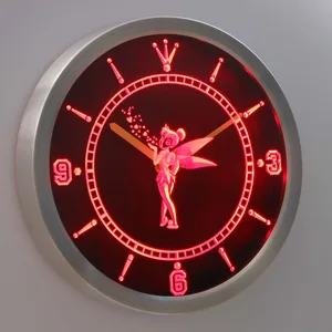 Tinkerbell   Hearts LED Neon Wall Clock