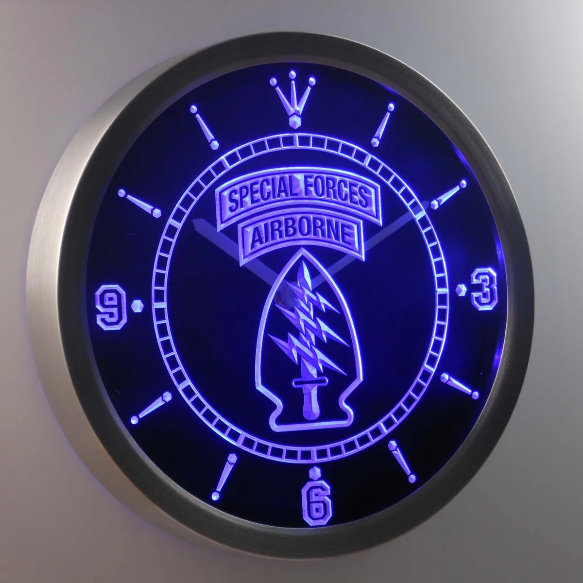 US Army Special Forces Air Borne LED Neon Wall Clock