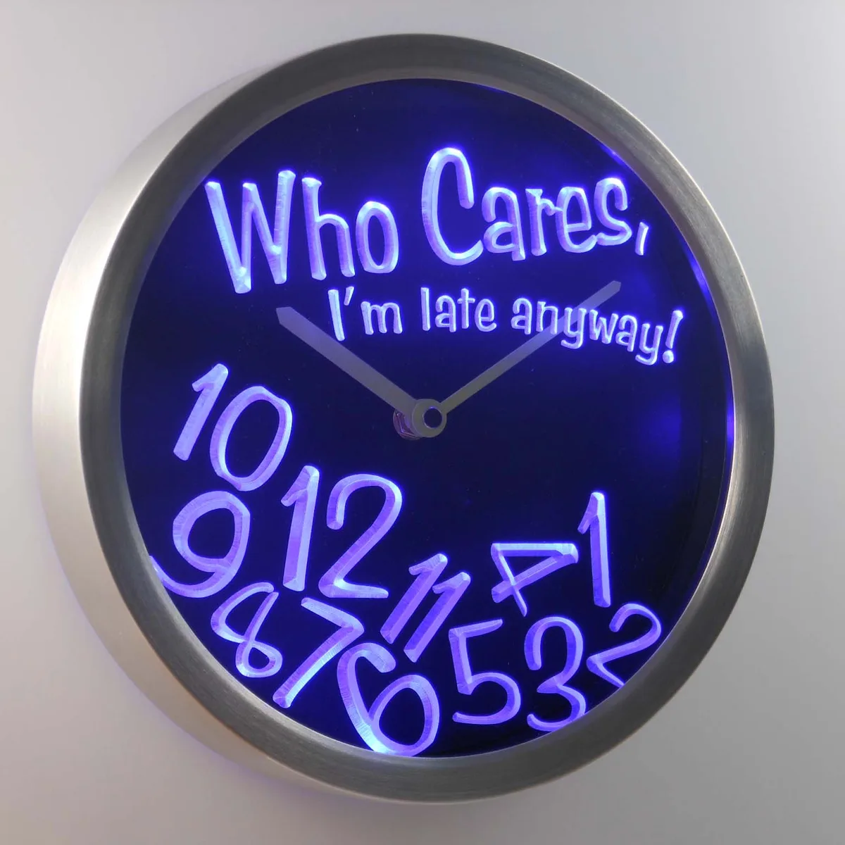 Who Cares LED Neon Wall Clock