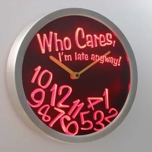 Who Cares LED Neon Wall Clock