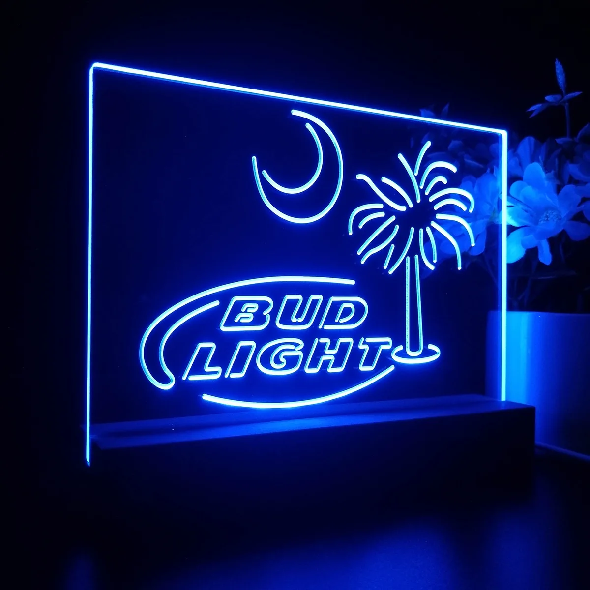 Bud Light Palm Tree with Moon LED Desk Light