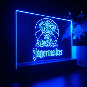 Jagermeister Logo with Cross Deer and Leaves LED Desk Light