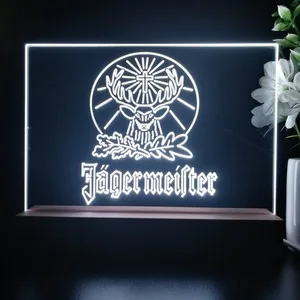 Jagermeister Logo with Cross Deer and Leaves LED Desk Light