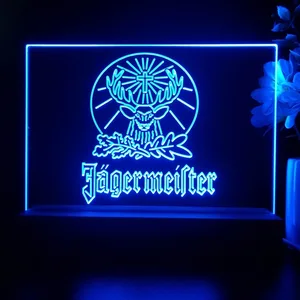Jagermeister Logo with Cross Deer and Leaves LED Desk Light