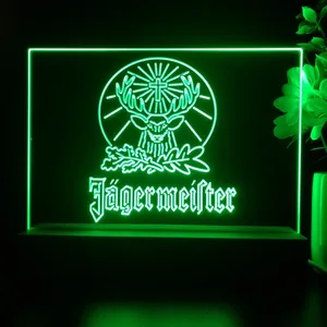 Jagermeister Logo with Cross Deer and Leaves LED Desk Light