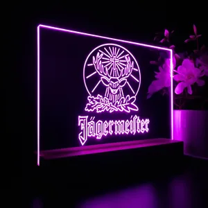 Jagermeister Logo with Cross Deer and Leaves LED Desk Light