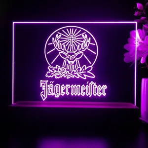 Jagermeister Logo with Cross Deer and Leaves LED Desk Light