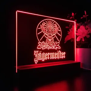 Jagermeister Logo with Cross Deer and Leaves LED Desk Light