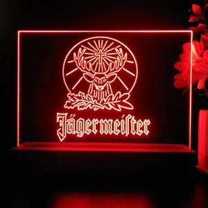Jagermeister Logo with Cross Deer and Leaves LED Desk Light