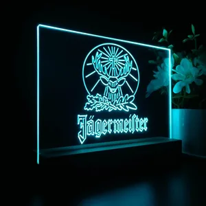 Jagermeister Logo with Cross Deer and Leaves LED Desk Light