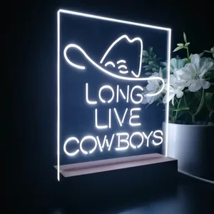 Long Live Cowboys Logo LED Desk Light