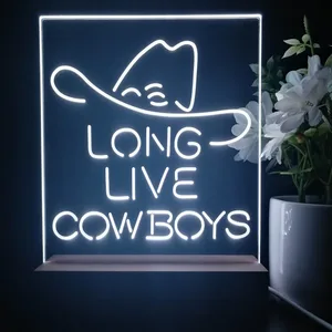 Long Live Cowboys Logo LED Desk Light