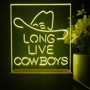 Long Live Cowboys Logo LED Desk Light