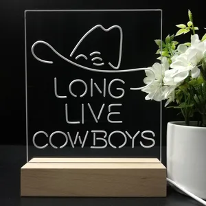 Long Live Cowboys Logo LED Desk Light