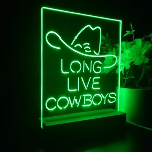 Long Live Cowboys Logo LED Desk Light