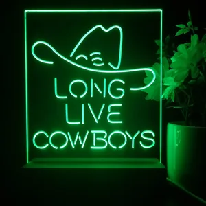 Long Live Cowboys Logo LED Desk Light