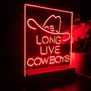 Long Live Cowboys Logo LED Desk Light