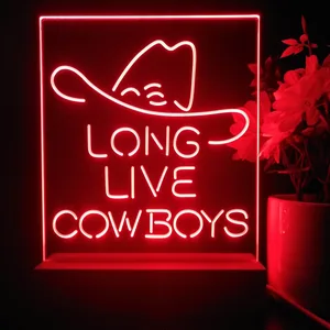 Long Live Cowboys Logo LED Desk Light