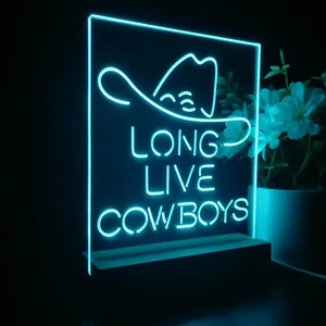 Long Live Cowboys Logo LED Desk Light