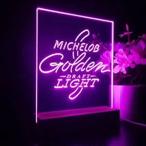 Michelob Ultra Golden Draft Light Logo LED Desk Light
