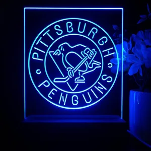 Pittsburgh Penguins Round Logo LED Desk Light