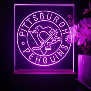 Pittsburgh Penguins Round Logo LED Desk Light