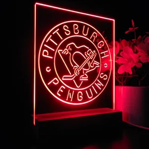 Pittsburgh Penguins Round Logo LED Desk Light