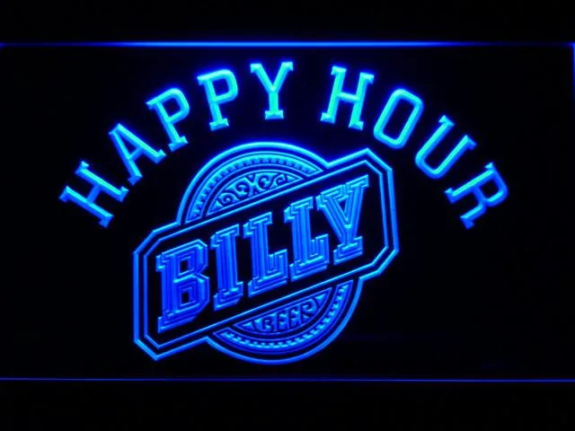 Billy Beer Happy Hour LED Neon Sign