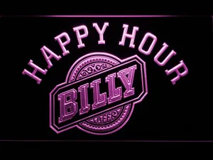 Billy Beer Happy Hour LED Neon Sign