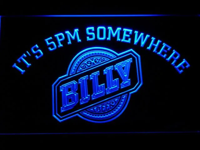 Billy Beer It's 5pm Somewhere LED Neon Sign