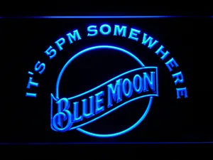 Blue Moon It's 5pm Somewhere LED Neon Sign