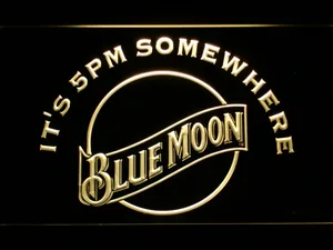 Blue Moon It's 5pm Somewhere LED Neon Sign