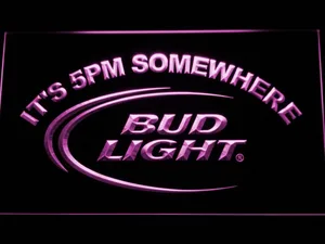 Bud Light It's 5pm Somewhere LED Neon Sign