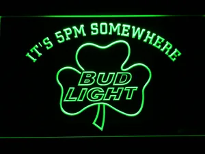 Bud Light Shamrock It's 5pm Somewhere LED Neon Sign