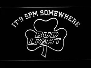 Bud Light Shamrock It's 5pm Somewhere LED Neon Sign