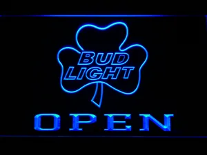 Bud Light Shamrock Open LED Neon Sign