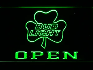 Bud Light Shamrock Open LED Neon Sign