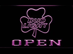 Bud Light Shamrock Open LED Neon Sign