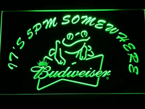 Budweiser Frog It's 5pm Somewhere LED Neon Sign