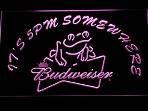Budweiser Frog It's 5pm Somewhere LED Neon Sign