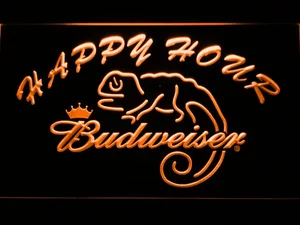 Budweiser Lizard Happy Hour LED Neon Sign