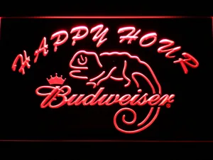 Budweiser Lizard Happy Hour LED Neon Sign
