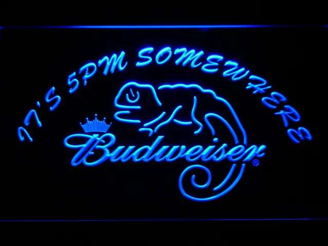 Budweiser Lizard It's 5pm Somewhere LED Neon Sign